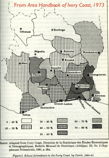 Cote D'ivoire Ivory Coast Education Map