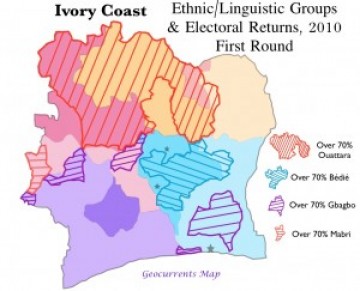Côte d'Ivoire Ivory Coast 2010 Election Ethnic Group Map